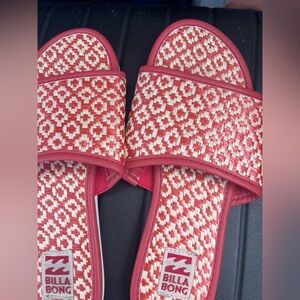 Billabong Red and Cream Patterned Sandals